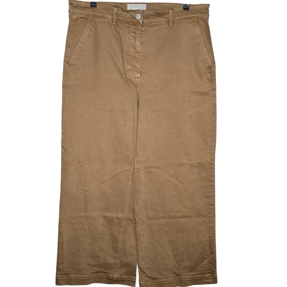 Everlane Wide Leg Crop Pant 16 Tan Khaki High Rise Chino Utility Trousers Cotton